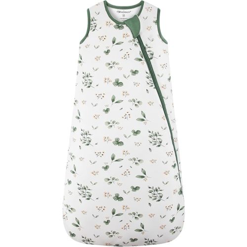 Mosebears Unisex Rayon Made from Bamboo Sleep Sack with 2-Way Zipper,2.5 Tog Baby Winter Sleep Sack(Plant,18-36 Months)