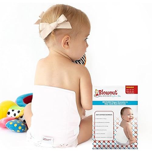 Diaper Extender - White, Waist Size 13-18 Inches | Washable & Reusable Diaper Extension for Disposable Diapers and Cloth Diapers | Leakproof Diaper Cover to Catch Diaper Blowout
