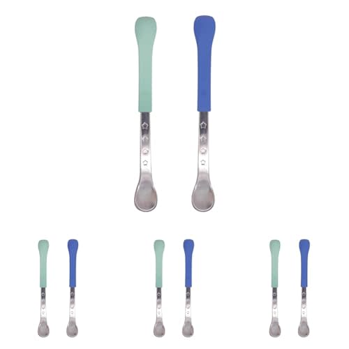 Nuby 2-in-1 Hot Safe Feeding Spoons - (8-Pack) Spoons for Babies 6+ Months - Blue and Aqua