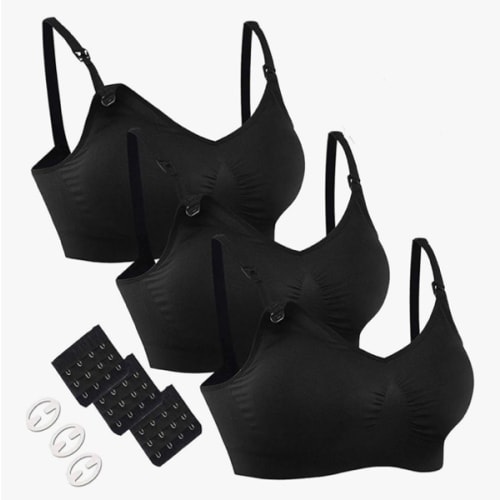 HOFISH 3PACK Full Bust Seamless Nursing Maternity Bras Bralette S-XXL with Extra Bra Extenders & Clips