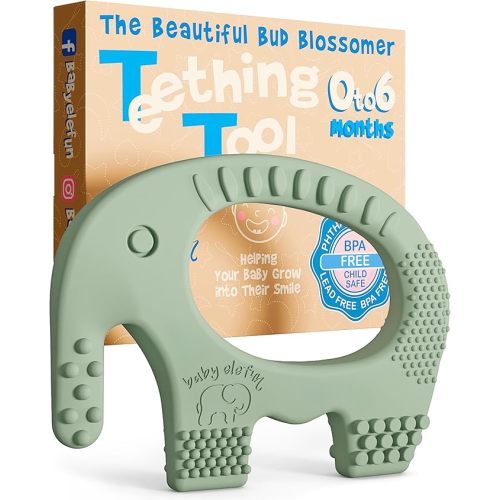 Teething Toy for Babies Age 0 to 6 Months - Baby Elefun 5x Pain Relief Smart Teether - Zero Developmental Delay Silicone Baby Teething Toy Ring - Cute Infant Shower Gift Chew Toys for Babies