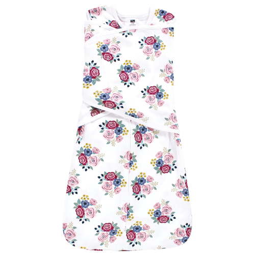 Hudson Baby Infant Girl Convertible Swaddle Sleep Sack, Blush Navy Floral, 0-3 Months
