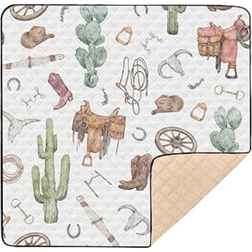 Western Style Soft Padded Baby Playmat for Floor Portable Activity Entertainment Mat for Baby Toddler Infant, 50'' x 50''