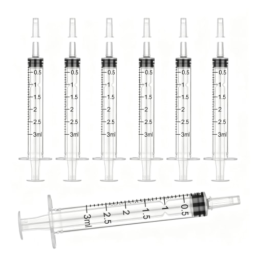 DUPAI 12Pack 3Ml Syringes with Cap, Oral Syringe without Needle for Liquid, Measuring, Refilling, Oil, Glue Applicator Syringe for Liquid