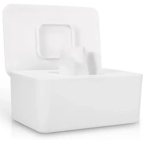 Baby Wipes Dispenser, Wipes Dispenser Baby Wipes Case, Baby Wipe Holder for Fresh Wipes, Non-Slip Wipes Case, Wipe Container with Sealing Design Lid (White)