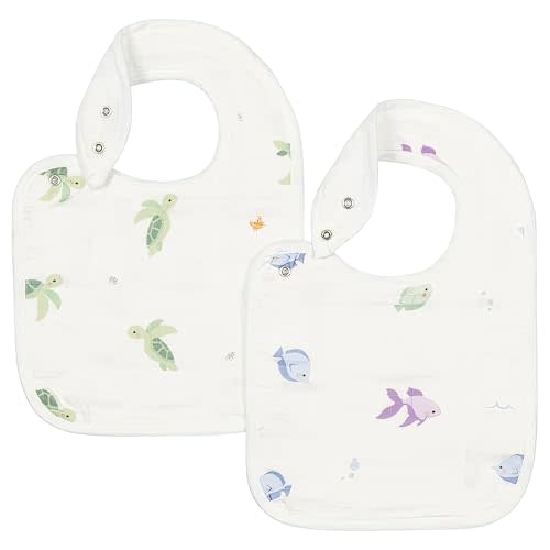 Bamboo Little Baby Bibs (Pack of 2) - Bibs with Adjustable Snaps- Absorbent Terry Backing