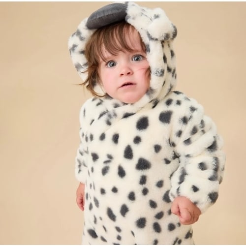 Dalmatian Faux Fur Pramsuit Cream and Black / 3 - 6 M