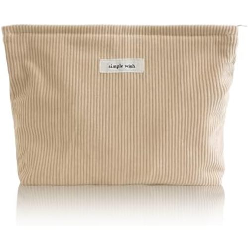 Wudygirl Makeup Bag for Women Travel Cosmetic Bag 10.5"x7.5" Khaki