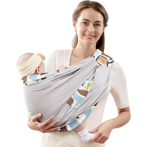 Baby Sling Carrier Newborn, Adjustable Easy Wearing Baby Nursing Warp Sling, New Mom Dad Soft Cotton Baby Front Holder Carrier for Infant Toddler Life Travel Essential Gifts