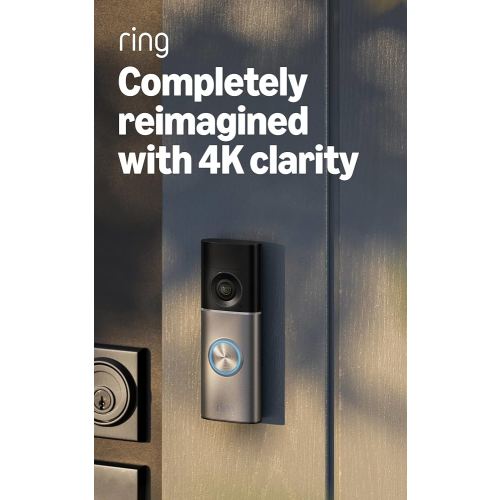Ring Wired Doorbell 4K Pro (Newest Model), Retinal 4K with wide-angle video, 10x Enhanced Zoom, and Night Vision, Deep Silver