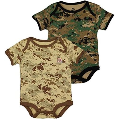 Trendy Apparel Shop Officially Licensed 2 Pack Infant Marines Woodland Desert Bodysuit Romper