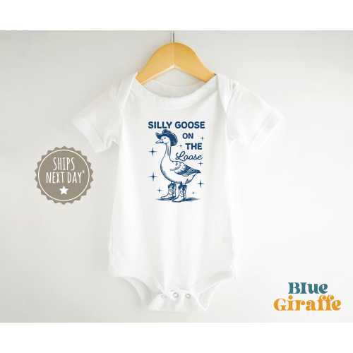 Silly Goose On The Loose Baby Onesie® - Silly Goose Baby Bodysuit - Funny Meme Baby Bodysuit - Cute Goose Natural Baby Onesie®