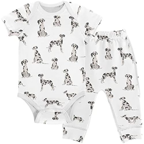 vvfelixl Baby Pants Sets Black Dachshund Long Haired Short Sleeve Baby Clothes for Boys Girls 0-24M