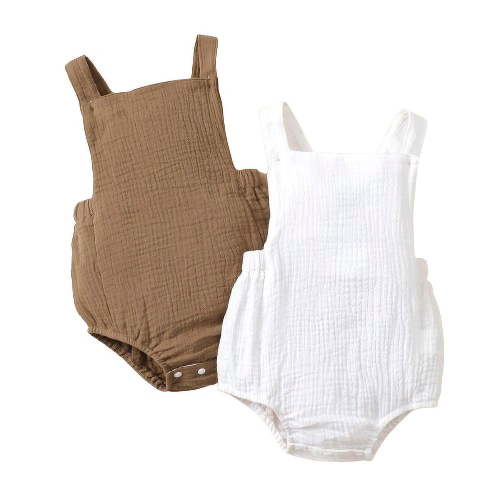 Mikrdoo Infant Summer Sleeveless Romper 2-Pack Baby Onesies Snap Closure Jumpsuits Neutral Baby Clothes，3-6 Months