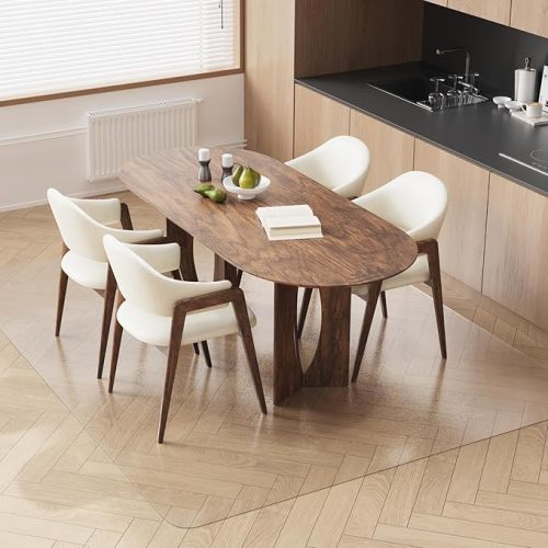 SALLOUS Plastic Floor Mat for Home, 5'x7' Waterproof Area Rug for Dining Room Table, Non-Slip Area Rug for Living Room, Wear-Resistant Vinyl Floor Protector Mat for Indoor Outdoor (Clear)