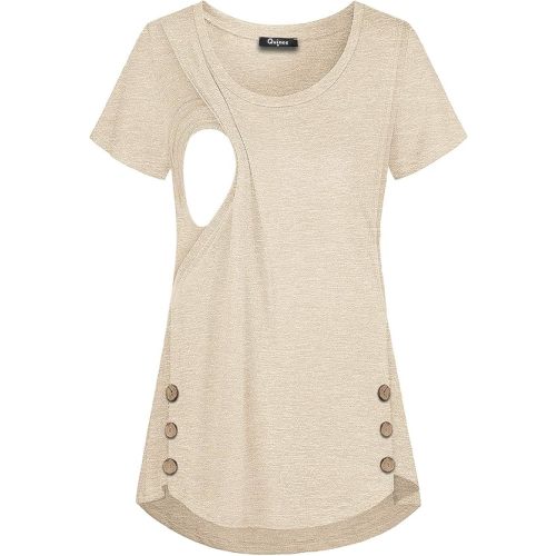 Quinee Women's Casual Button Side Nursing Tops Maternity Breastfeeding Tunic