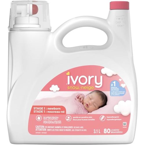 Ivory Snow: Newborn Baby Liquid Laundry Detergent, No added Chlorine, Dyes or Phosphates, Hypoallergenic, 80 loads, 3.1L