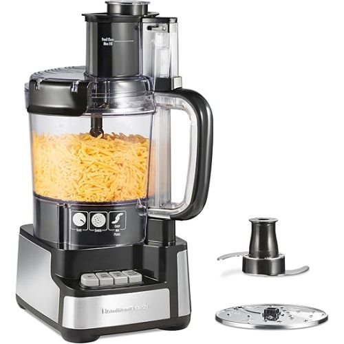 Hamilton Beach Stack & Snap Food Processor and Vegetable Chopper, BPA Free, Stainless Steel Blades, 12 Cup Bowl, 2-Speed 450 Watt Motor, Black (70725A)