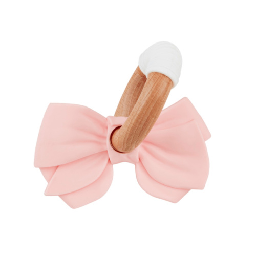 Pink Bow Silicone Ring Teether