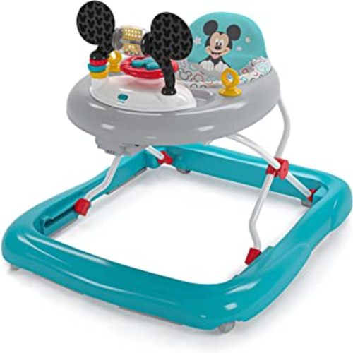 Bright Starts Disney Baby Mickey Mouse Original Bestie 2-in-1 Baby Activity Walker - Easy Fold Frame and Removable -Toy Station, 6 Months and up
