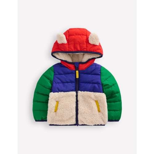 Mixed Borg Jacket-Multi Colour Block