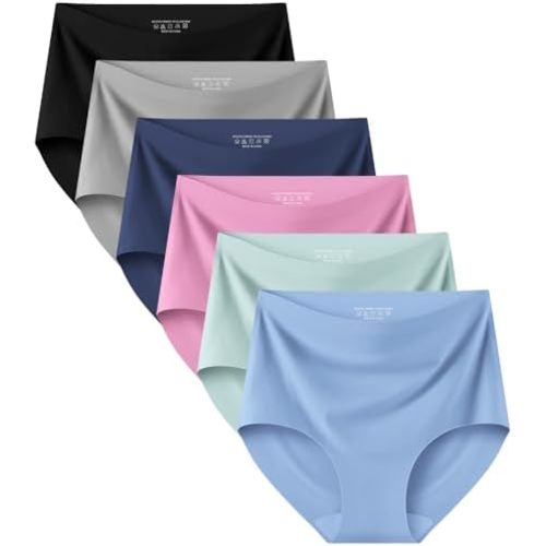 Kalapa Seamless Womens Underwear High Waisted No Show Briefs Silky Stretch Breathable Full Coverage Ladies Panties Multi Pack