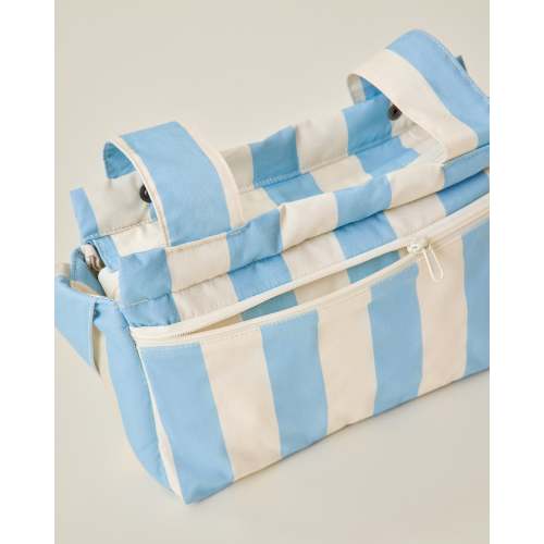 Universal Baby Stroller Organizer Bag Converts To Crossbody | Blue Wide Stripe - Storq by Kindred Bravely