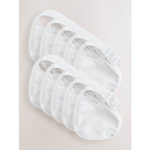 White Baby Bibs 10 Pack