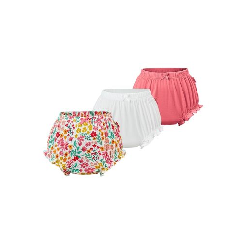 Bamboo Viscose Diaper Covers for Girls Infant and Toddler 3-Pack Ruffle Baby Bloomers