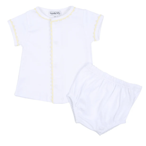 Baby Joy Diaper Cover Set with Yellow Crochet Trim