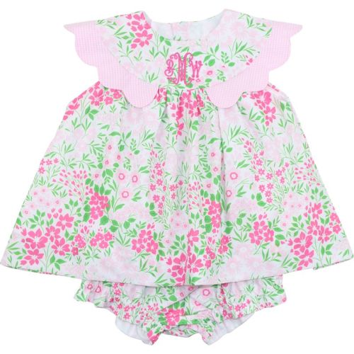 Flower Scalloped Collar Diaper Set