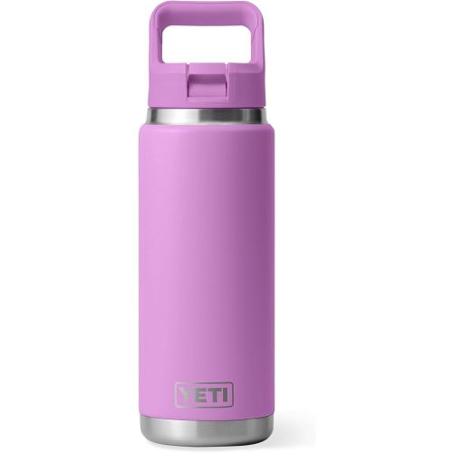 YETI Rambler 26 oz Bottle, Vacuum Insulated, Stainless Steel with Color Matching Straw Cap