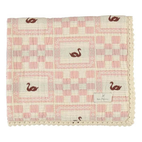 Bebe Organic Swan Patchwork Blanket - Rose