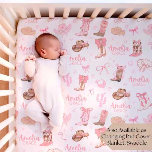 Western Crib sheets Cowgirl Nursery decor Cowgirl Boots Western Nursery bedding Girl Crib bedding set Western baby girl gift for new mom