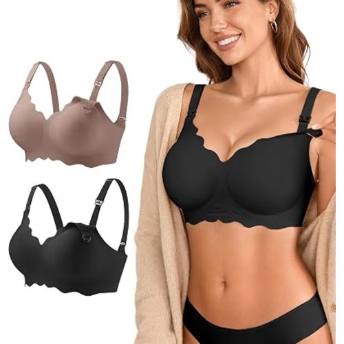 DEANGELMON Maternity Nursing Bra for Women Breastfeeding - Jelly Pregnancy Pumping Breast Feeding Seamless Bras with Support