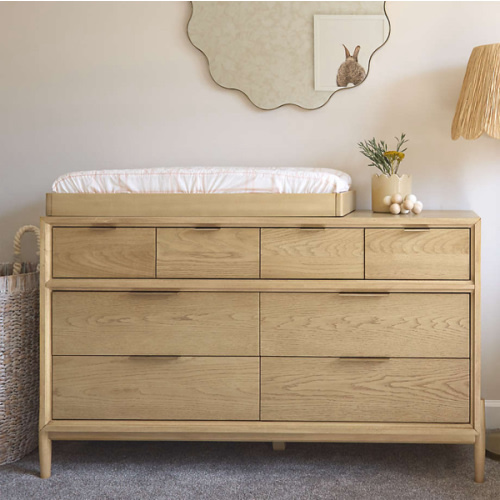 Bodie 54" Natural Oak Wood Wide 8-Drawer Kids Dresser