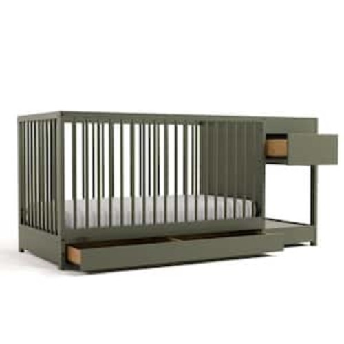 Teddi Olive 5-in-1 Convertible Crib and Changer with Drawer