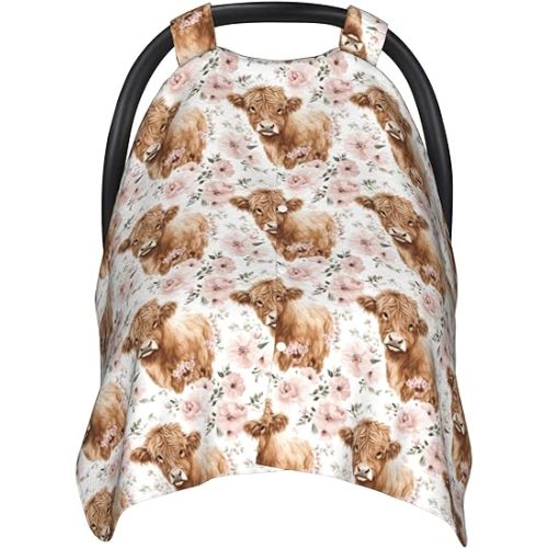 Cow Prints Baby Car Seat Canopy Cover Multi Use Nursing Cover for Newborn Car Seat Canopy Mom Nursing Breastfeeding Covers Newborn Shower Gifts (pinkhlcow)