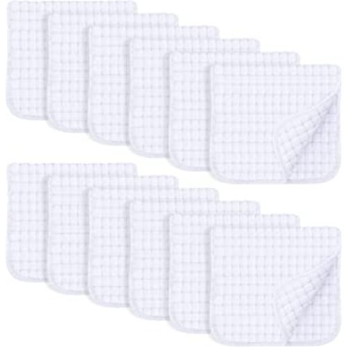 SWEET DOLPHIN 12 Pack Muslin Burp Cloths Large 100% Cotton Hand Washcloths for Baby - Baby Essentials Extra Absorbent and Soft Boys & Girls Milk Spit Up Rags for Newborn Registry - White, 20" X10"