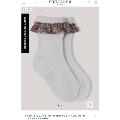 Baby's socks with ruffle made with Liberty fabric