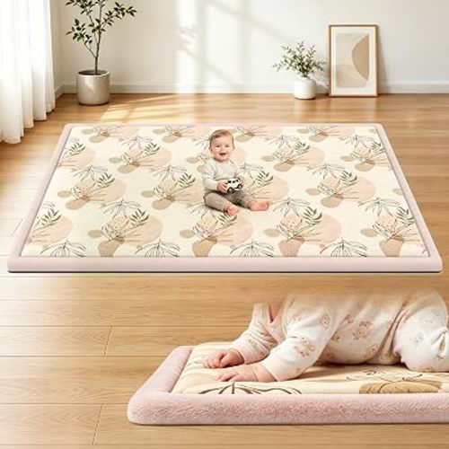 Baby Play Mat for Floor,1.3" Thick Elasti-Foam 79x59 Playpen Mat
