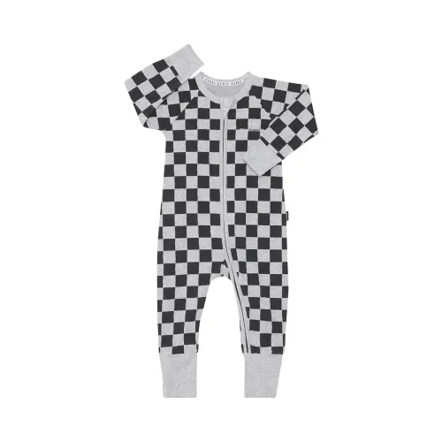 Zip Wondersuit -  Colour Check It Out/Black Grey Marle