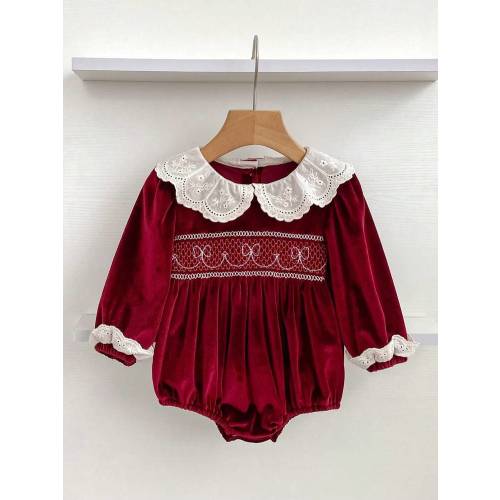 New Christmas Baby Girl Bodysuit, Red Infant Bodysuit For Spring/Autumn | SHEIN USA