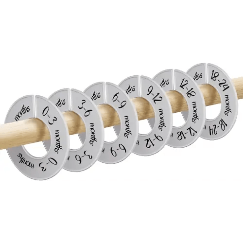 Pro Goleem Baby Closet Dividers Gray Baby Closet Organizer for Nursery Baby Clothes Size Age Dividers Fits 1.5" Rod 6 PCS