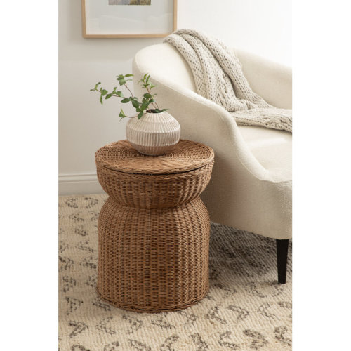 Bay Isle Home™ Round Rattan Lift-Top Side Table | Wayfair