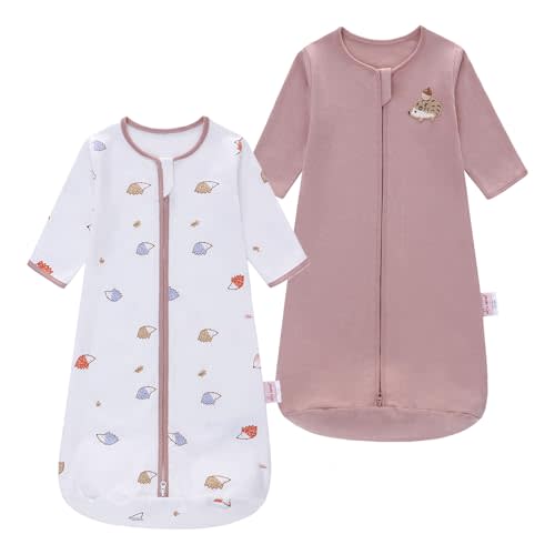amo nenes 2PCS Baby Sleeping Bag, 100% Cotton Baby Wearable Blanket, Long Sleeve Sleep Sack for Infant Toddler 0-18Months
