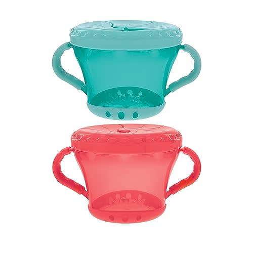 Nuby 2 Pack Snack Keepers | Coral and Aqua