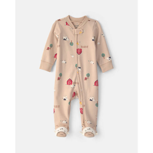 Baby Farm 100% Cotton 2-Way Zip Sleeper - Beige | Carter’s Oshkosh Canada