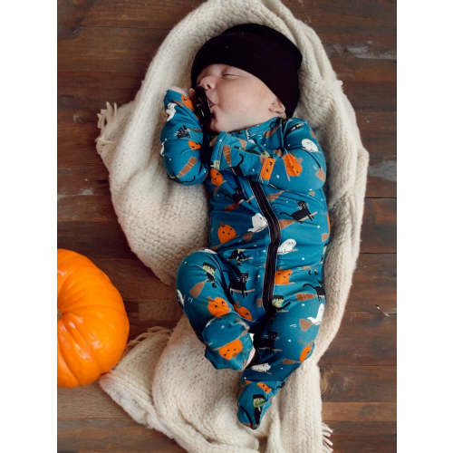 2-Way Zip Footie, Broomstick Friends Midnight