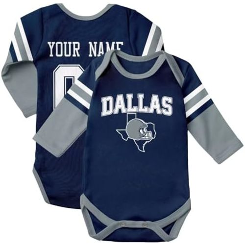 KREDE Baby Clothes Long Sleeves for Baby Boy and Girl Bodysuit Custom Name Number
